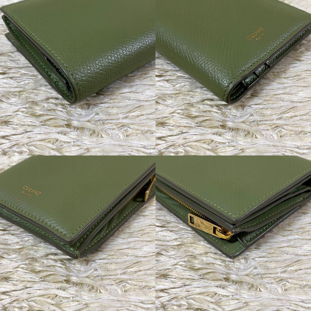近代モデル【極美品】セリーヌ コンパクトウォレット グリーン ユニセックス