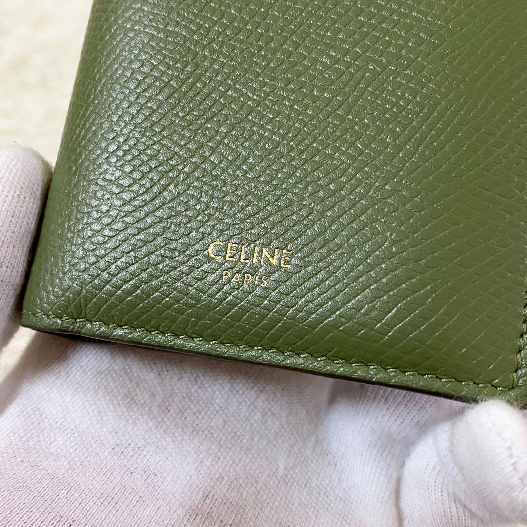 近代モデル【極美品】セリーヌ コンパクトウォレット グリーン ユニセックス