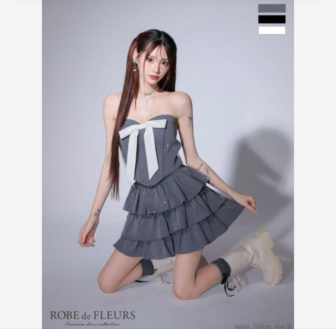 極美品 ROBE de FLEURS ドレス キャバ ミニ リボン 完売品