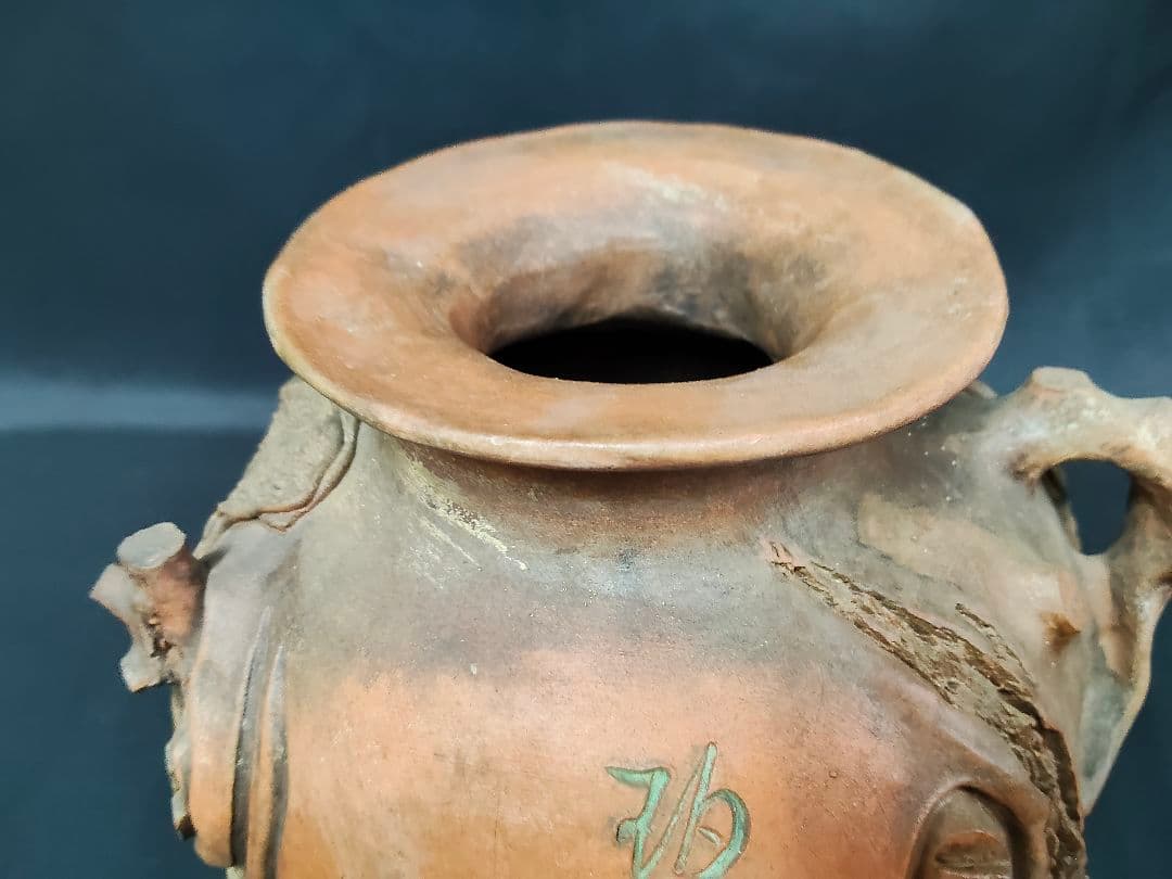 ​【骨董/美術品】陶芸 壺 花器「己巳年 冬巌作」在銘 落款あり