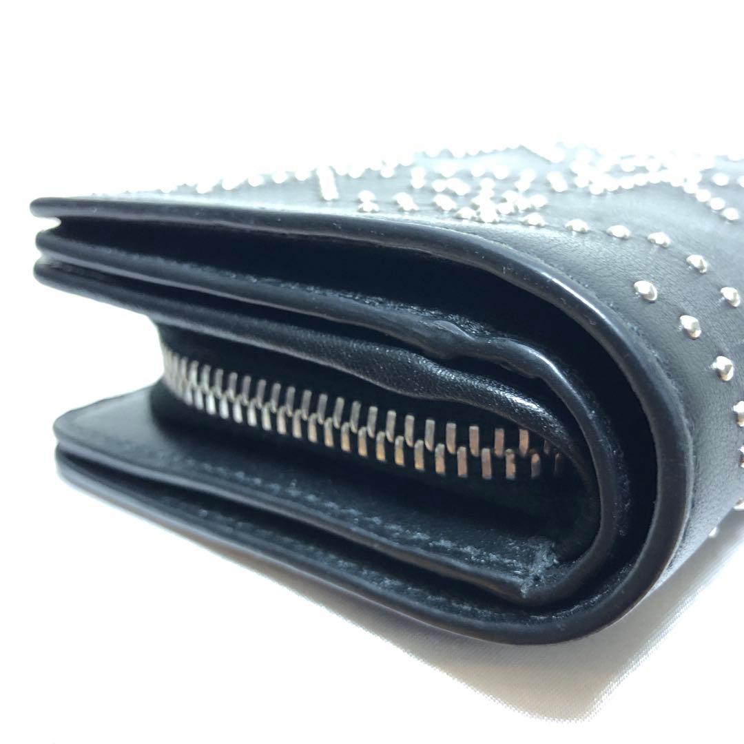 ほぼ未使用　近年モデル✨　ジミーチュウ　二つ折り財布　スタースタッズ　レザー　黒