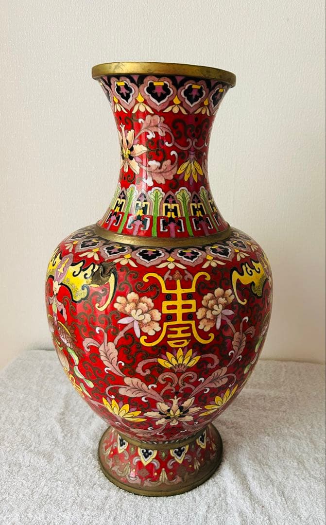 中国美術　七宝大花瓶　高さ39cm