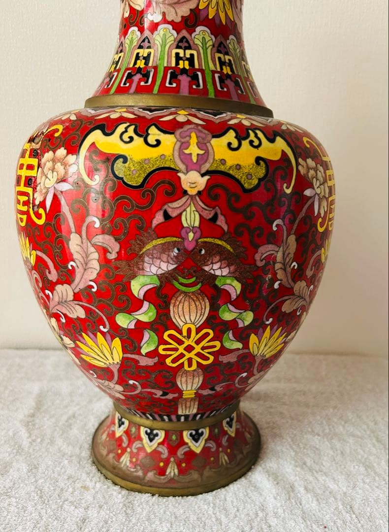 中国美術　七宝大花瓶　高さ39cm