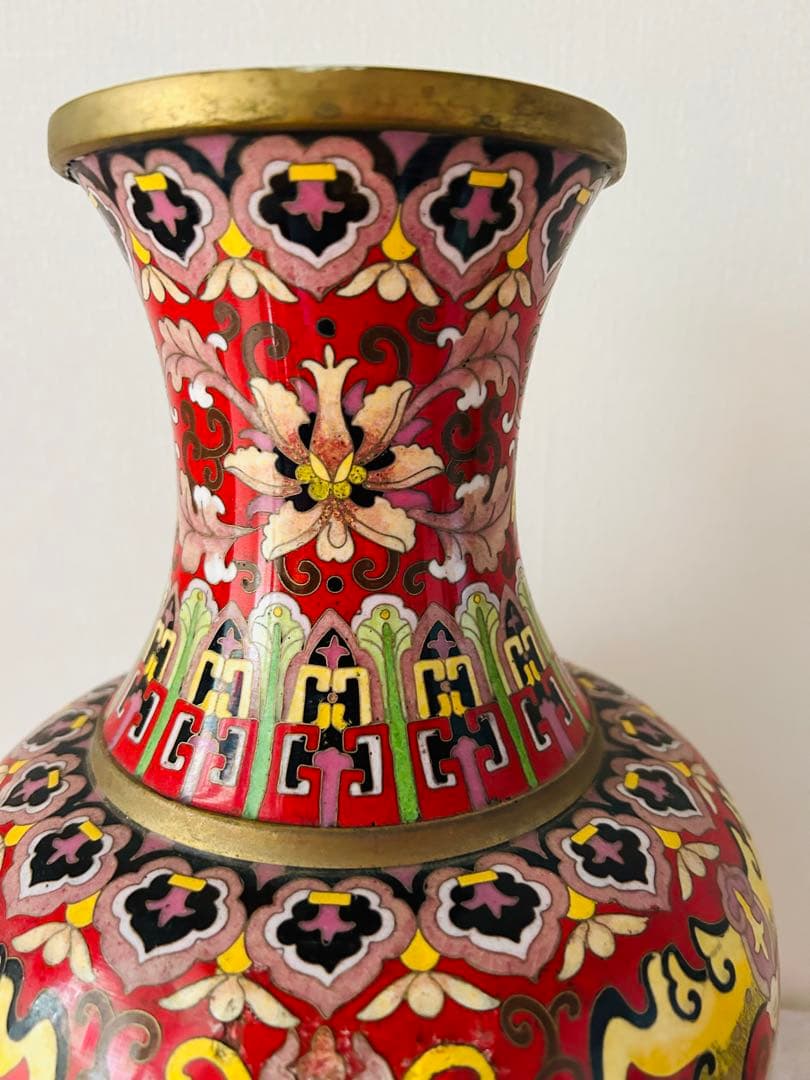 中国美術　七宝大花瓶　高さ39cm