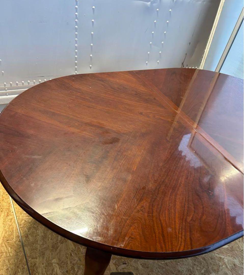 【値下げ】伸長式木製楕円形ダイニングテーブル　アンティーク