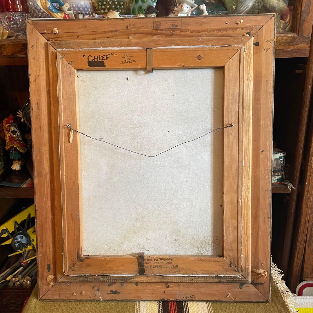 希少！ネイティブアメリカン　酋長インディアン油彩絵画　USAヴィンテージプエブロ