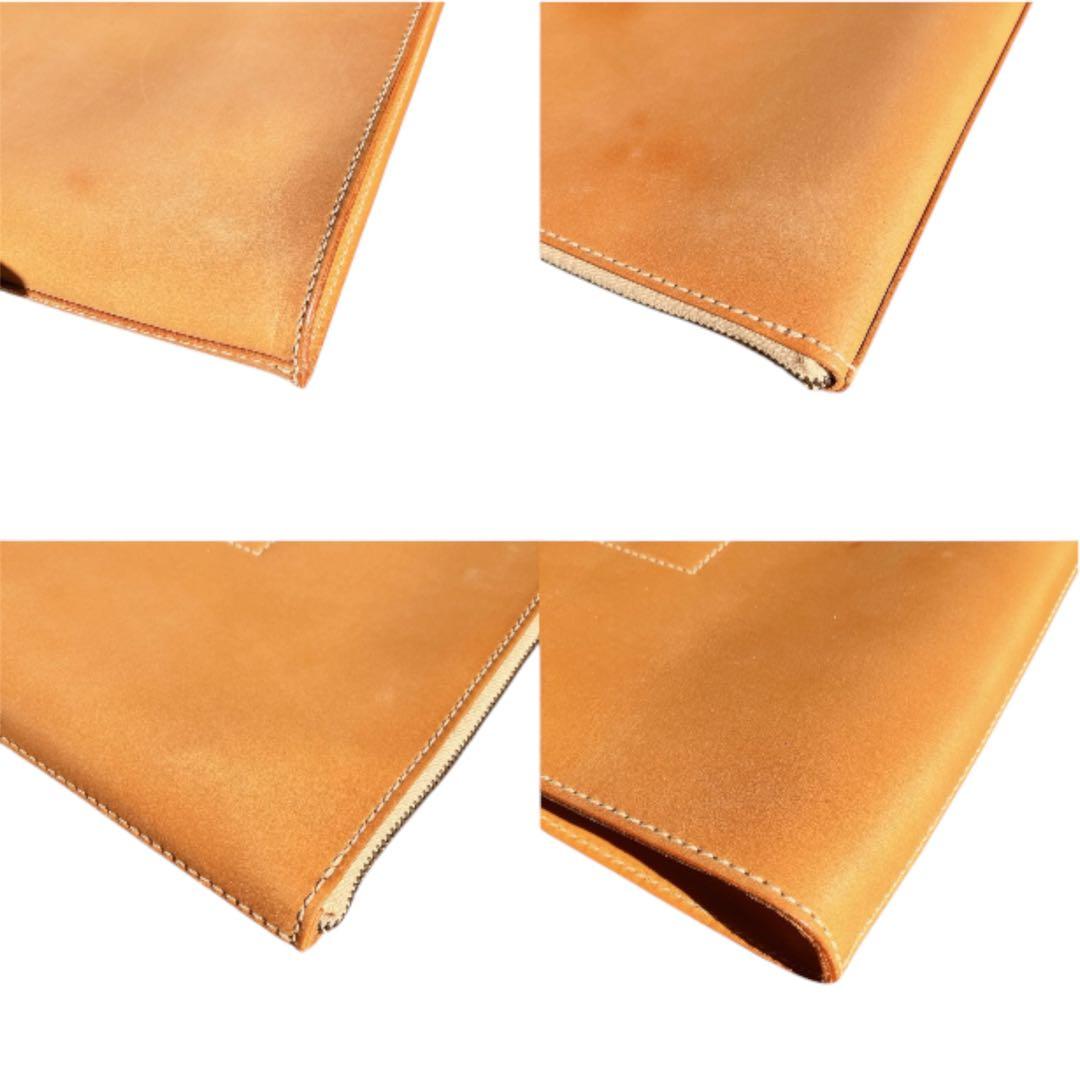 【genten】ブリーフケース　ヌメ革　ロゴ刻印　キャメル　ビジネスバッグ