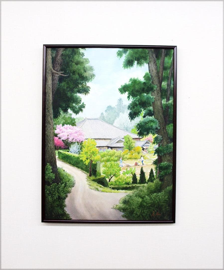 絵画「杉木立を抜けて日差しの中へ」　水彩画