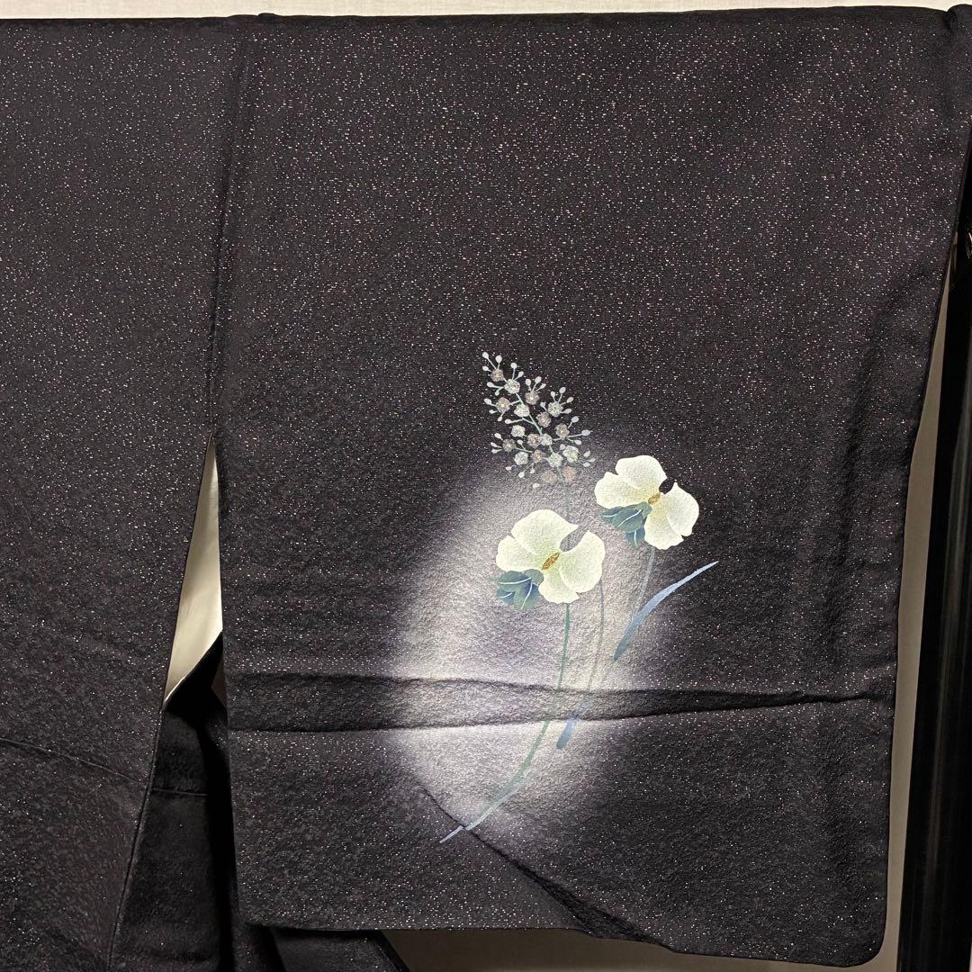 D12 訪問着 京友禅の巨匠 頼田勉 胡蝶蘭 金通し 正絹 着物 袷 極美品