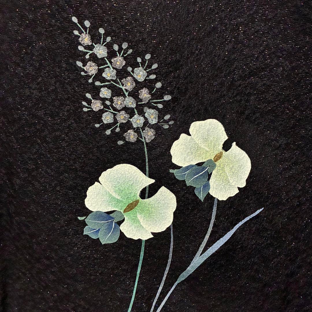 D12 訪問着 京友禅の巨匠 頼田勉 胡蝶蘭 金通し 正絹 着物 袷 極美品