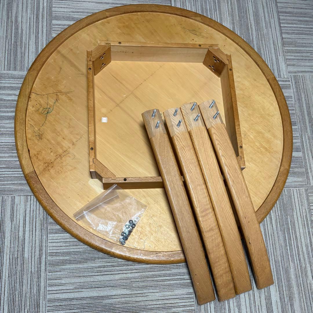 m*A様 天然木製 円形ダイニングテーブル 110×110×710 ラウンドテー