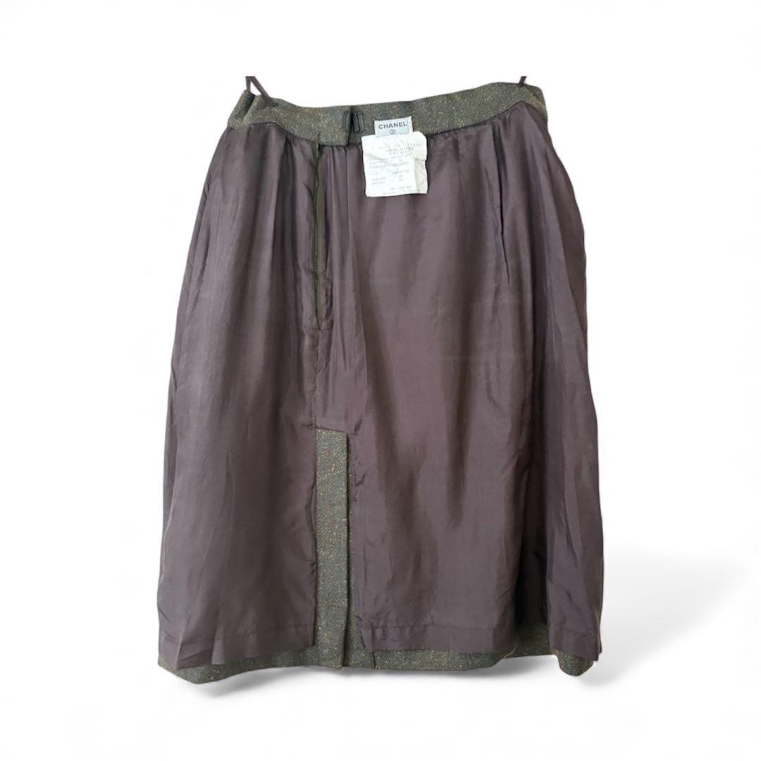 CHANEL シャネル　ツイードスカート　size42 グリーン