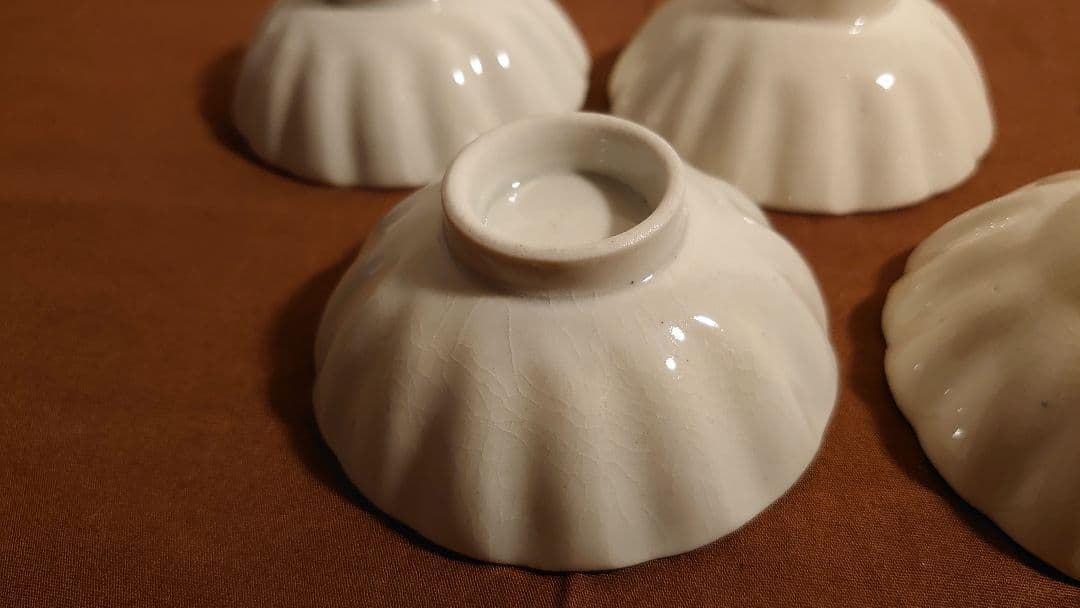 李朝　白磁　古伊万里　伊万里　輪華鉢　豆鉢　蔵出し　４客
