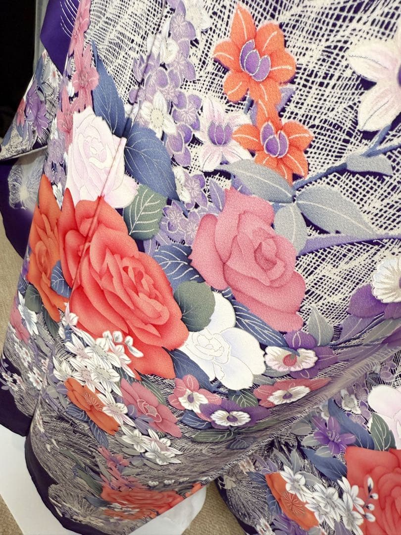 ❣️大特価❣️ 美品　正絹　振袖フルセット　新品長襦袢　成人式　青紫色　佐賀錦