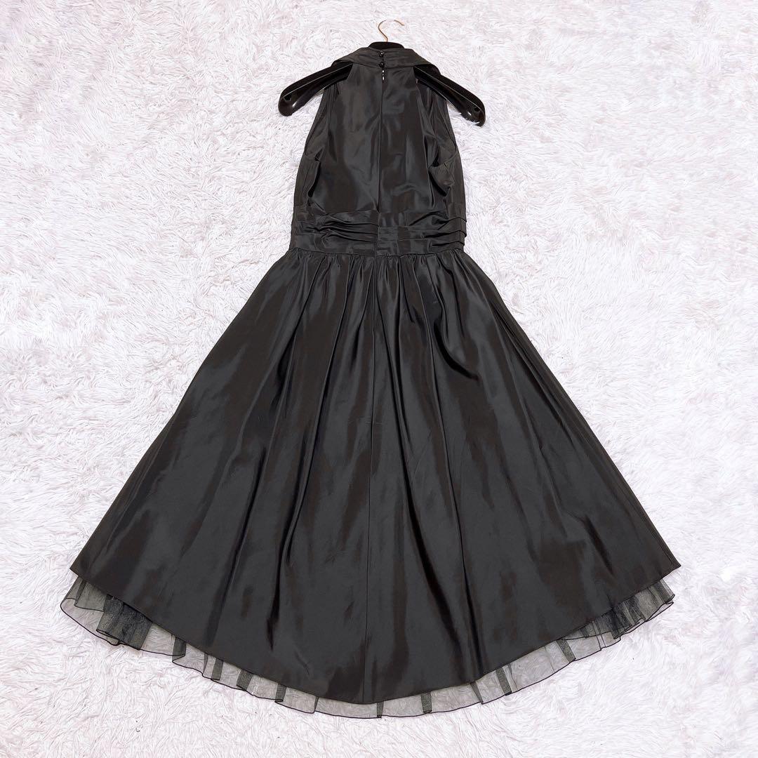 東京ソワール マリココウガ ホルターネック ドレス Vネック フレア 黒 38