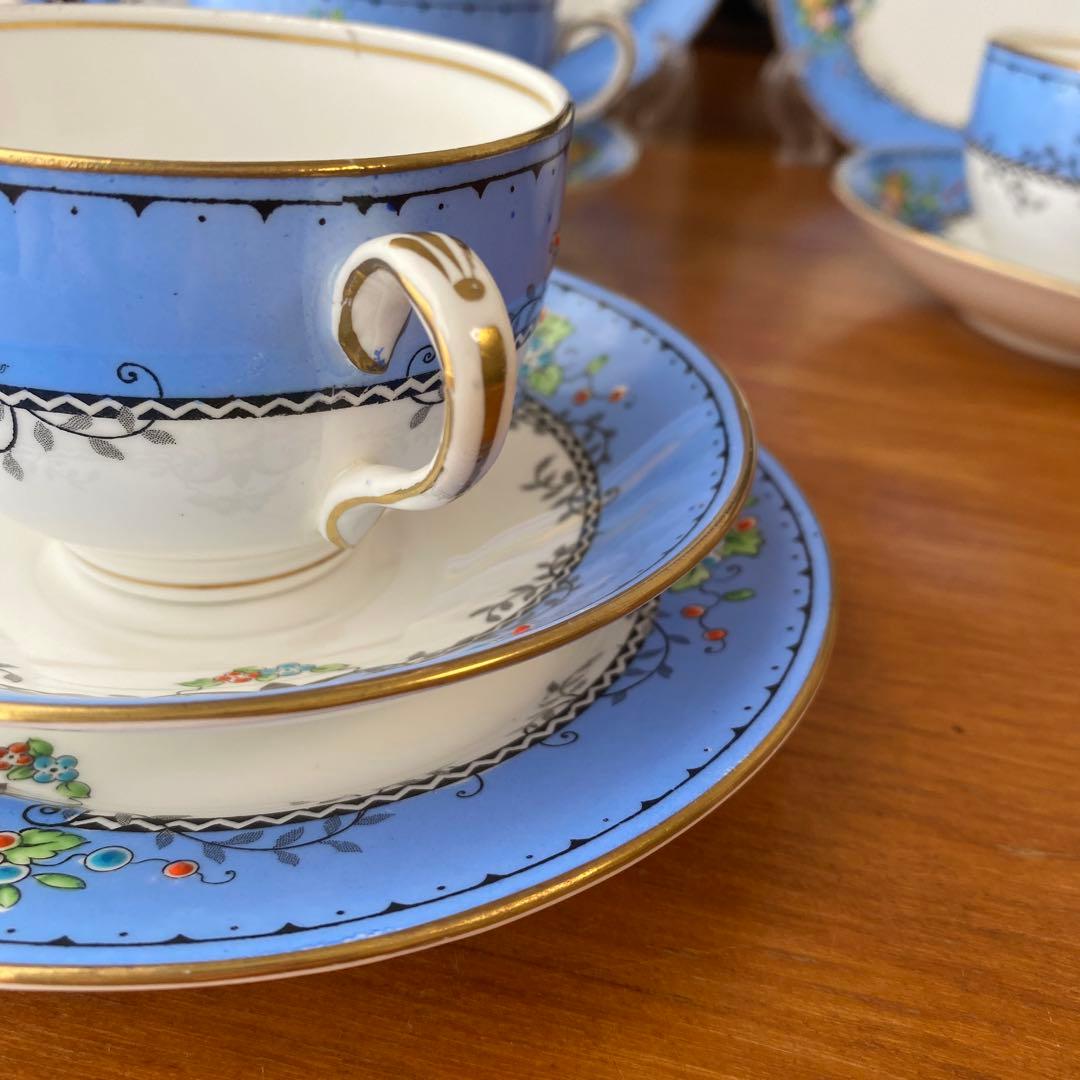 クラウンスタッフォードシャー ティーセット　カップ　ソーサー　プレート　3客