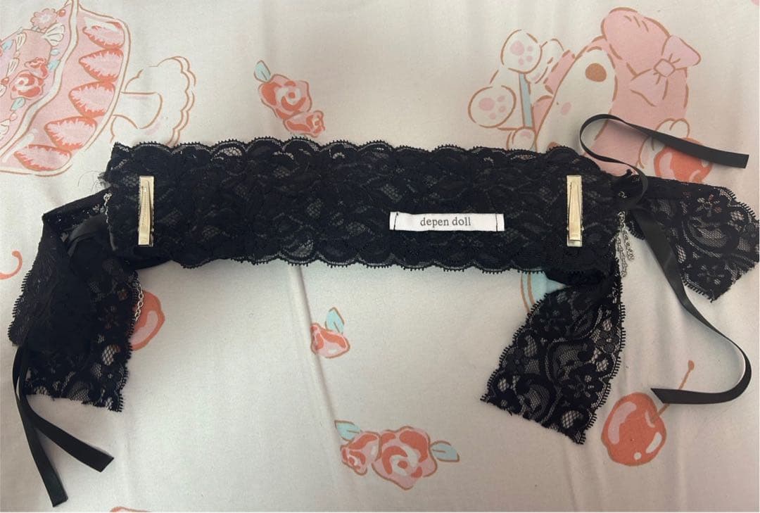 ち*ぴ様 lace ribbon head dress black depend