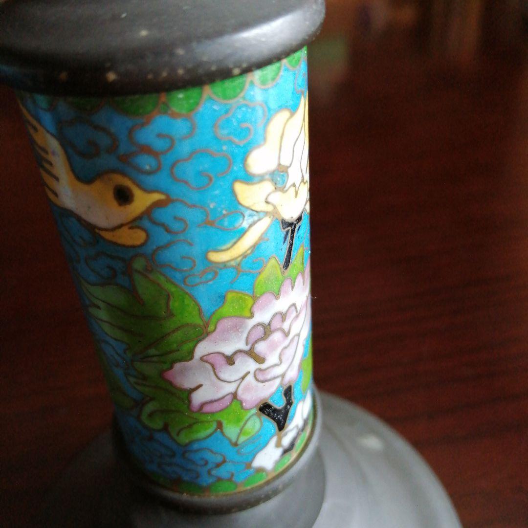 七宝焼燭台　2本　17.2cm