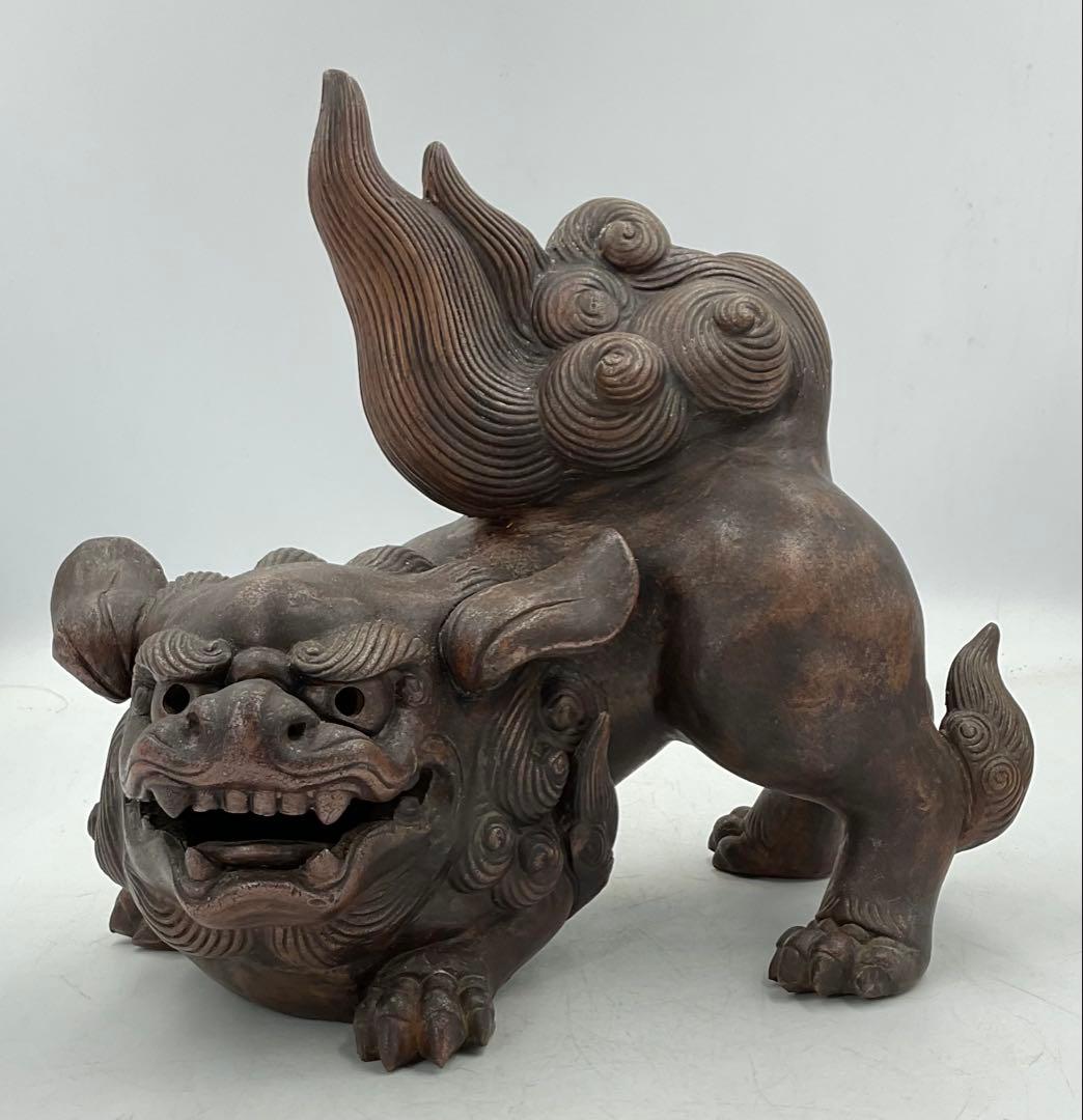 【６３】★時代　備前焼獅子置物　アンチック★