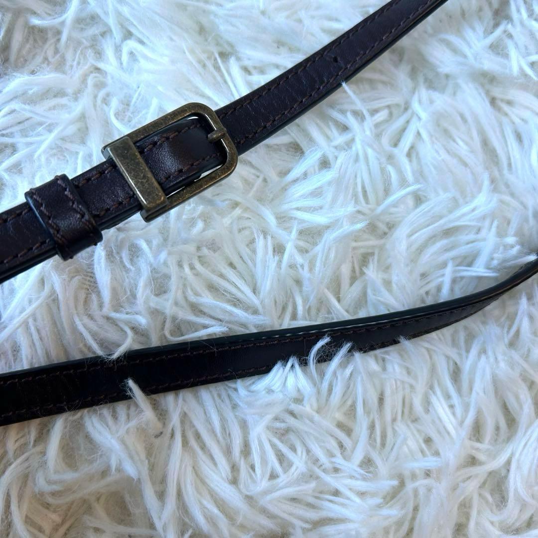 美品 マザーハウス アンティーク サコッシュ ロゴ刻印 レザー ブラウン