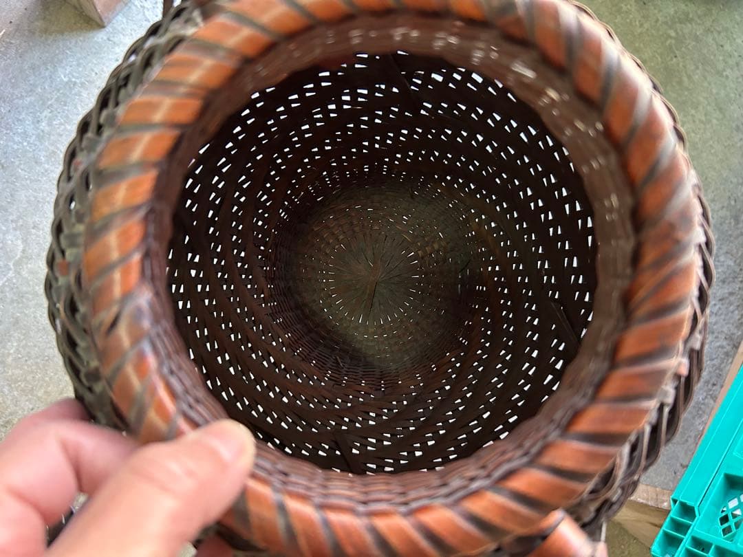 アンティーク 竹製 編み込み花瓶 花器 レトロ雑貨