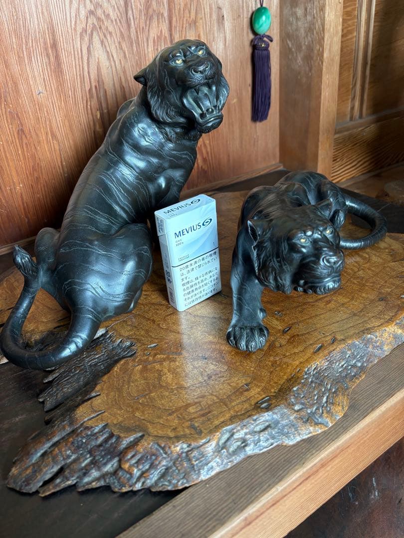 稀少品 置物 銅製 虎 高橋凌雲 造