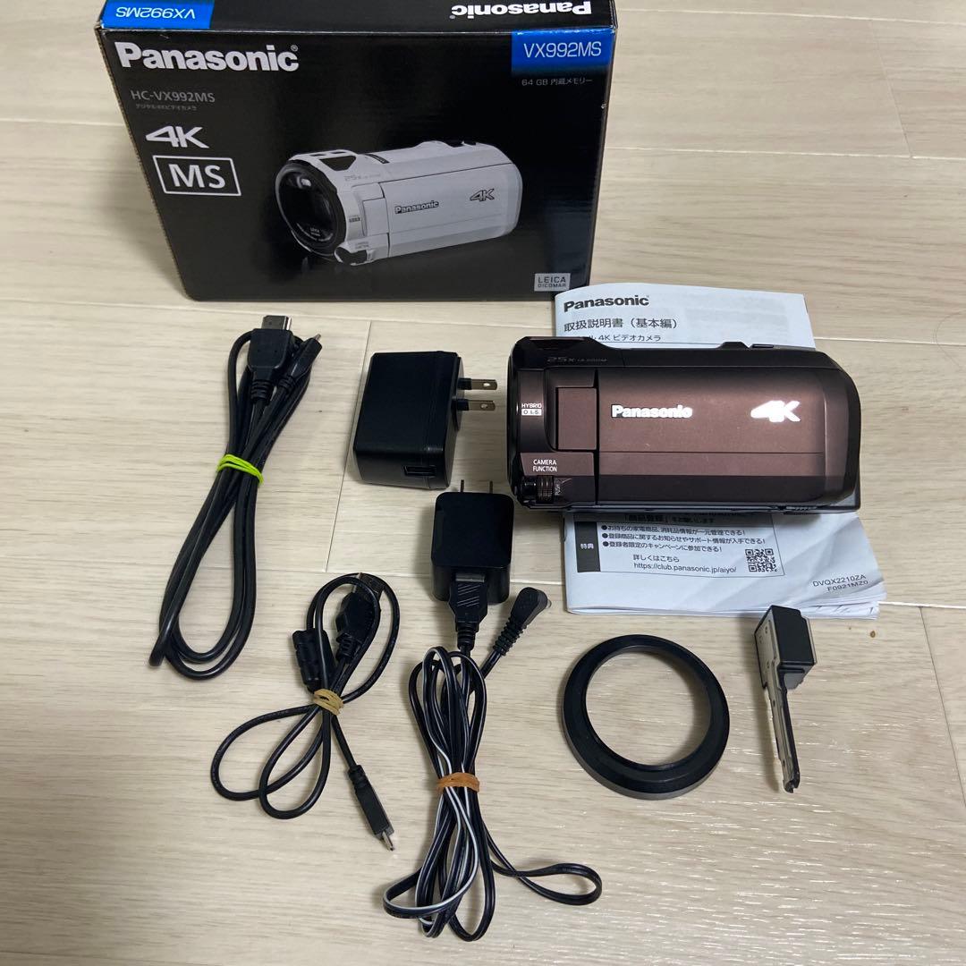 【美品】Panasonic VX992MS 4Kビデオカメラ 互換バッテリー付き