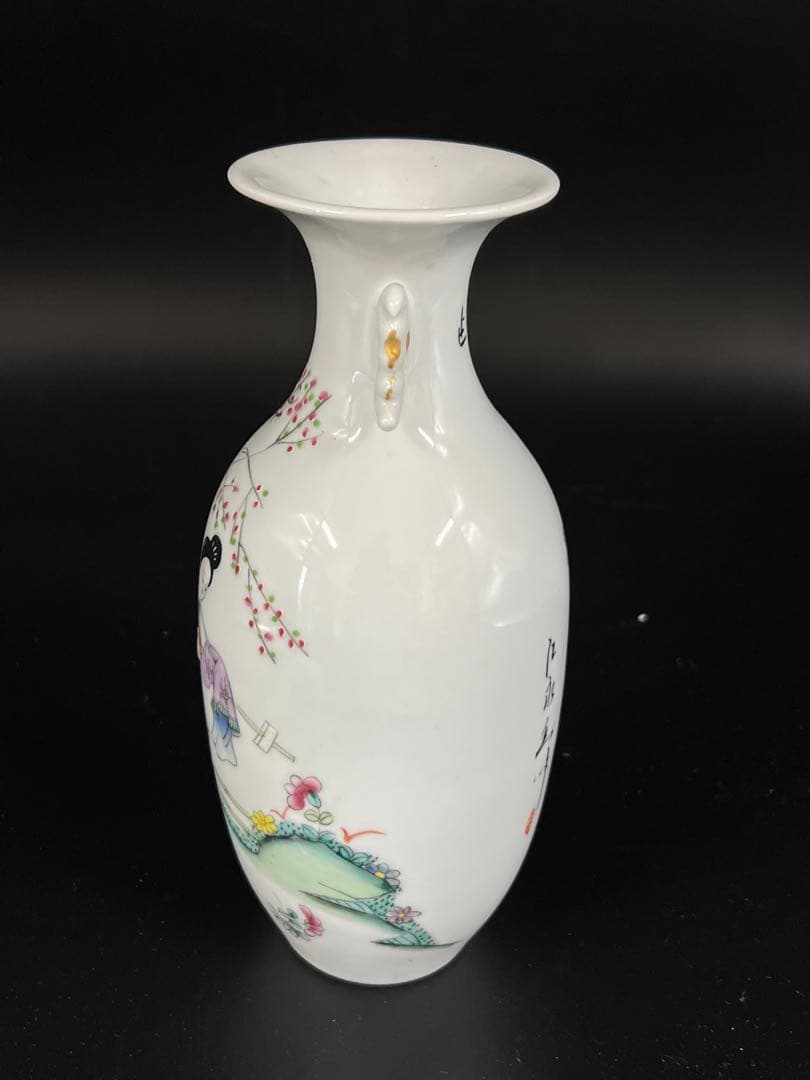 中国古美術/粉彩人物花瓶 【光緒年製】在銘/F