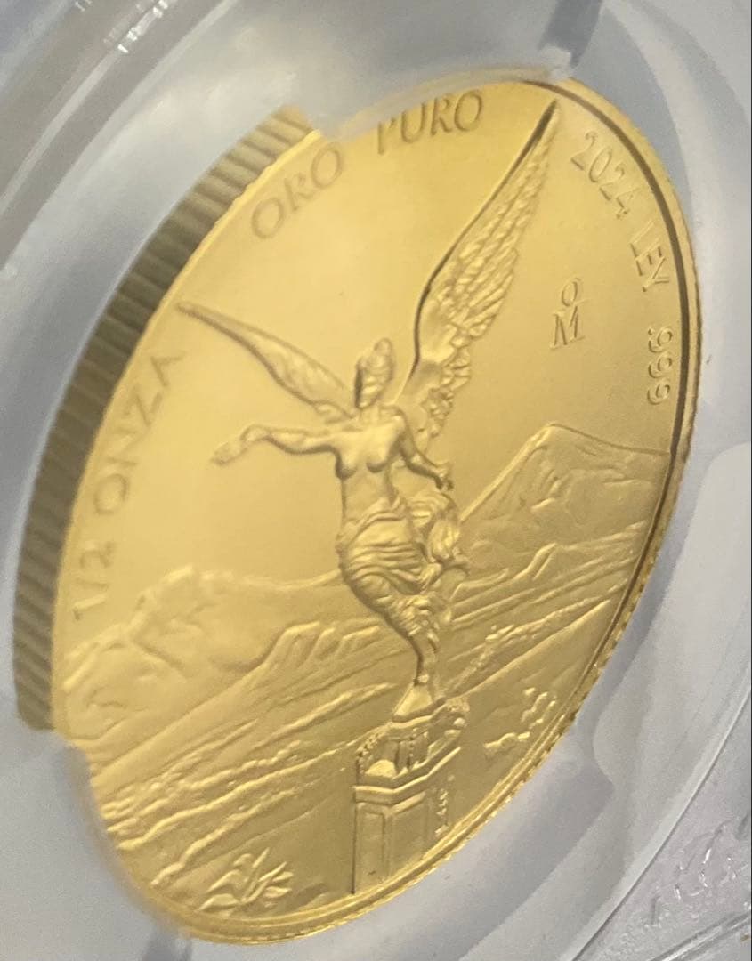 最高鑑定 2024 メキシコ リベルタード 1/2oz 金貨 PCGS MS70
