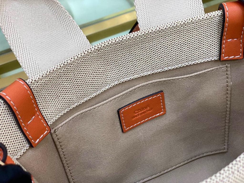 Chloé ロゴ入りミニトートバッグ ベージュ/オレンジ