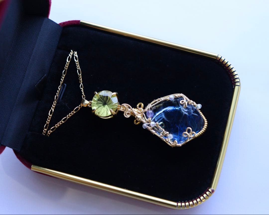 アースシャーマンアンダラクリスタル×レモンクォーツのワイヤージュエリーネックレス