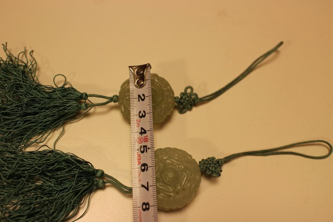 時代青い房飾り付き玉石製ペンダント2点　唐物掛軸茶道具古美術中国