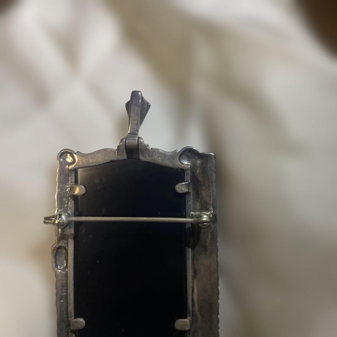 オニキス　マーカサイト　ブローチ　ペンダントトップ