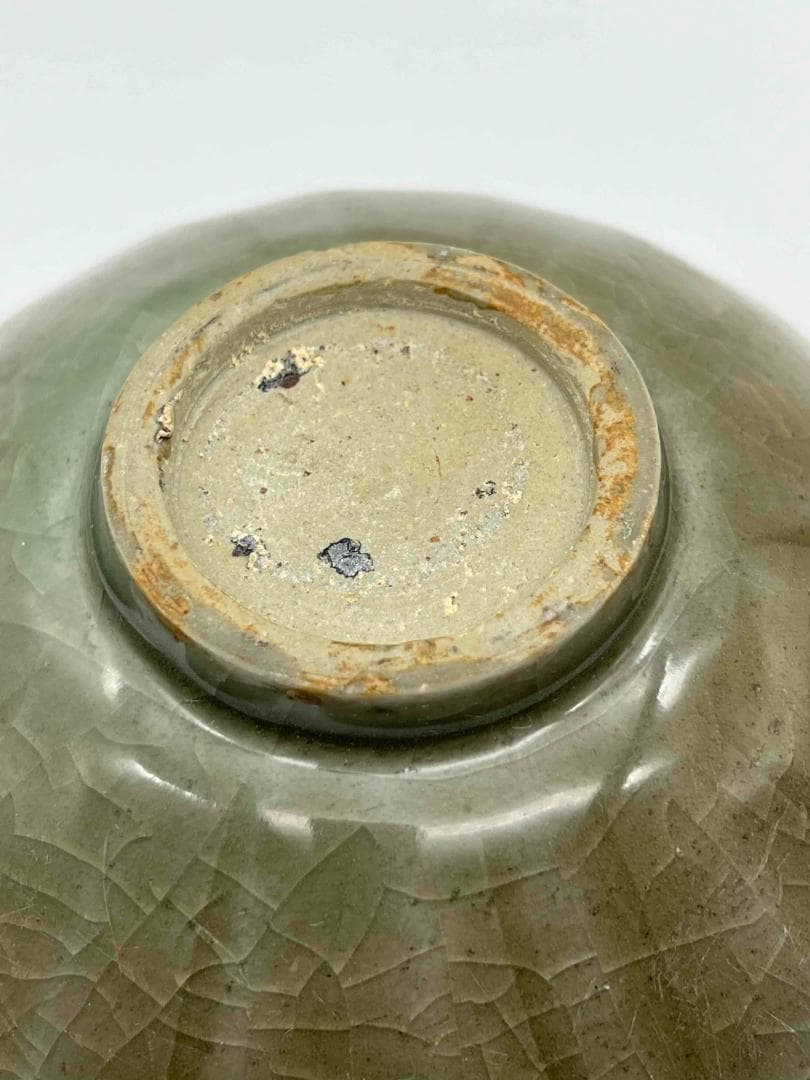 宋時代　青磁　耀州窯刻蓮瓣文碗　茶盞 青瓷鉢　茶碗　唐物(D-3)