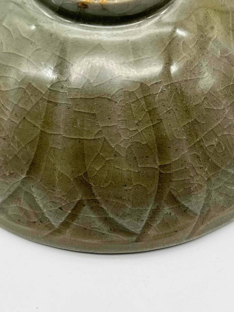 宋時代　青磁　耀州窯刻蓮瓣文碗　茶盞 青瓷鉢　茶碗　唐物(D-3)