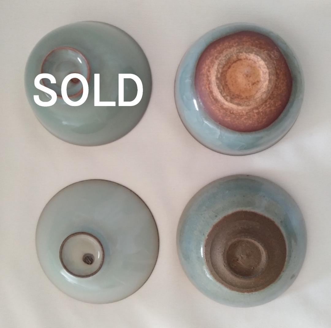 鈴木三成作　急須 猪口3点 青磁 青瓷 作家物