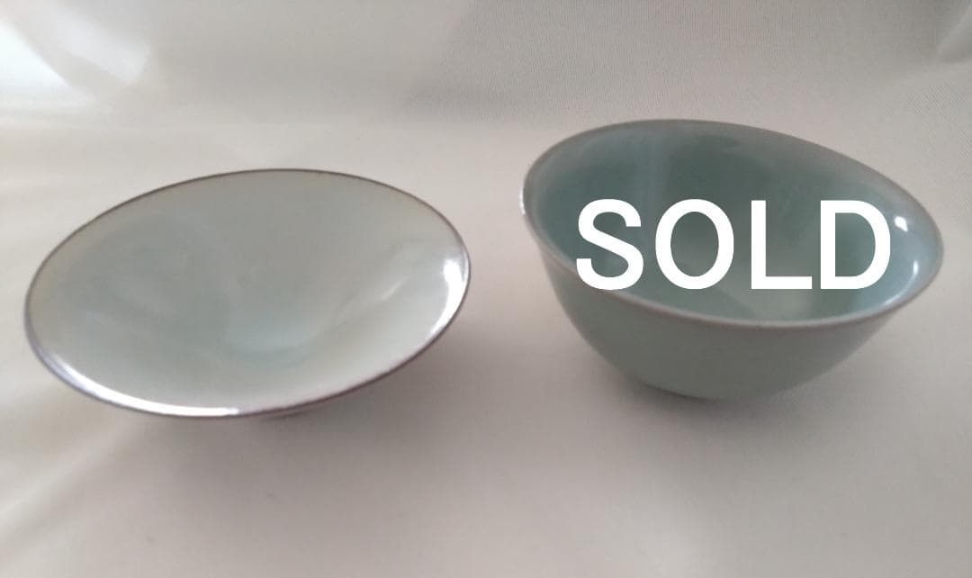 鈴木三成作　急須 猪口3点 青磁 青瓷 作家物