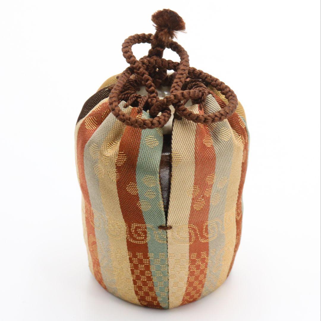 保庭楽入作 信楽肩衝茶入 紫野聚光寛海書付 万代屋緞子 茶道具　M319　NT2