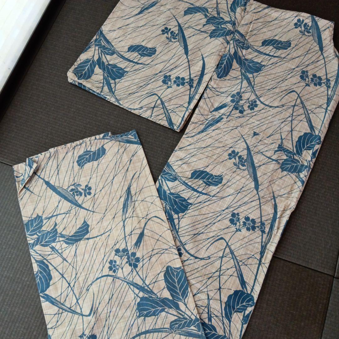 マ*ロ様 竺仙？　奥州小紋風　三越誂え　桜草模様　浴衣単品