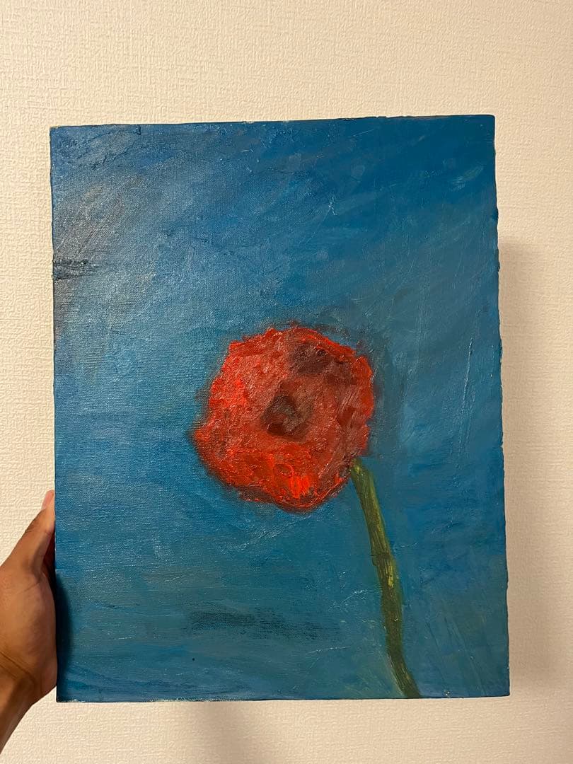 ポピー油彩画　オリジナル
