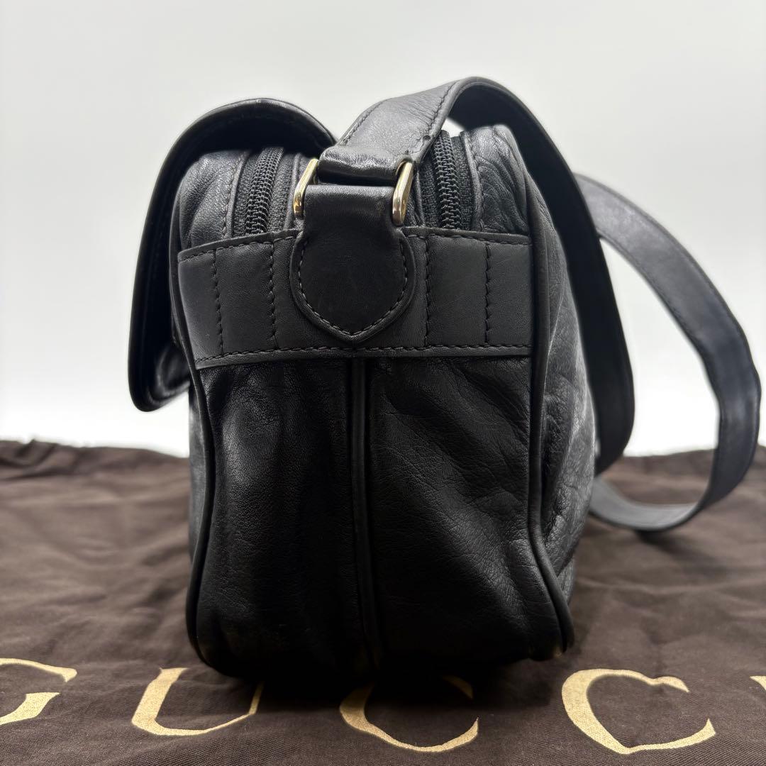 ◎希少◎グッチ　ショルダーバッグ　インターロッキング　斜め掛け　ブラック　レザー