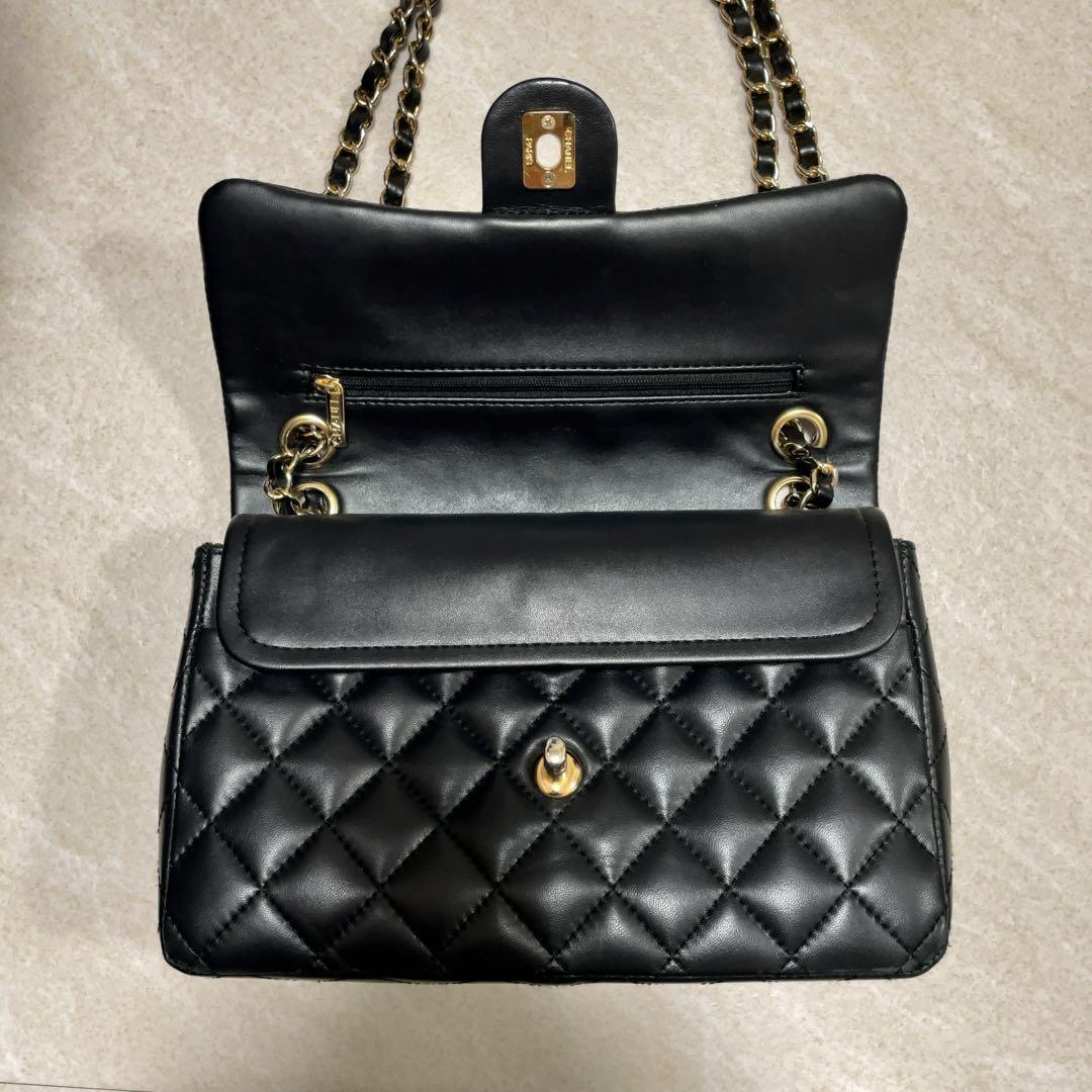 CHANEL ブラック レザー キルティング マトラッセ ショルダーバッグ