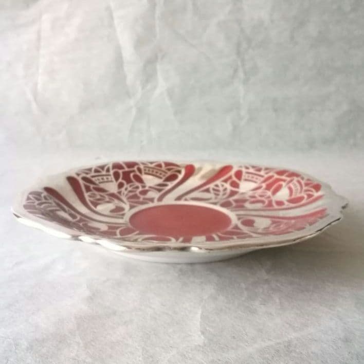 逸品　ローゼンタール　純銀巻朱地装飾図紋　トリオ　ファインシルバー　アンティーク