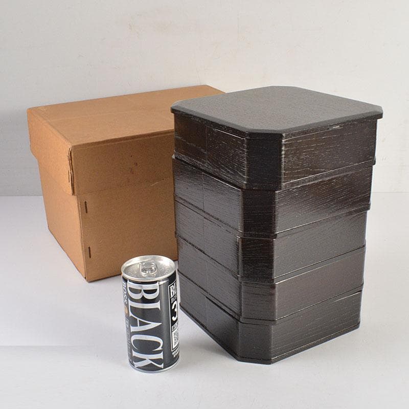 茶道具　黒真塗　縁高重　五段重箱　N　6770C