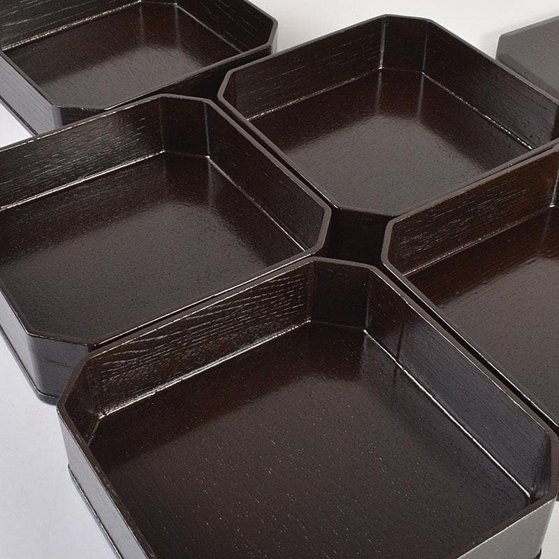 茶道具　黒真塗　縁高重　五段重箱　N　6770C