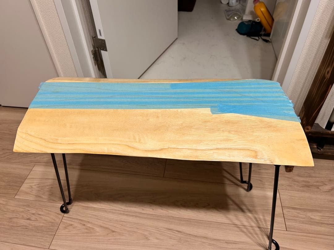 国産栓の木　折りたたみ机　一枚板　ハンドメイド