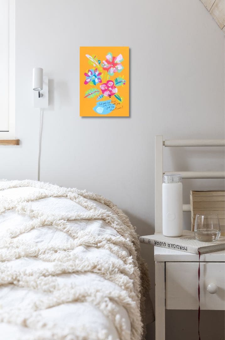 絵画　油絵　原画　一点物　ポップ　イエロー　花　カラフル　アート　F4