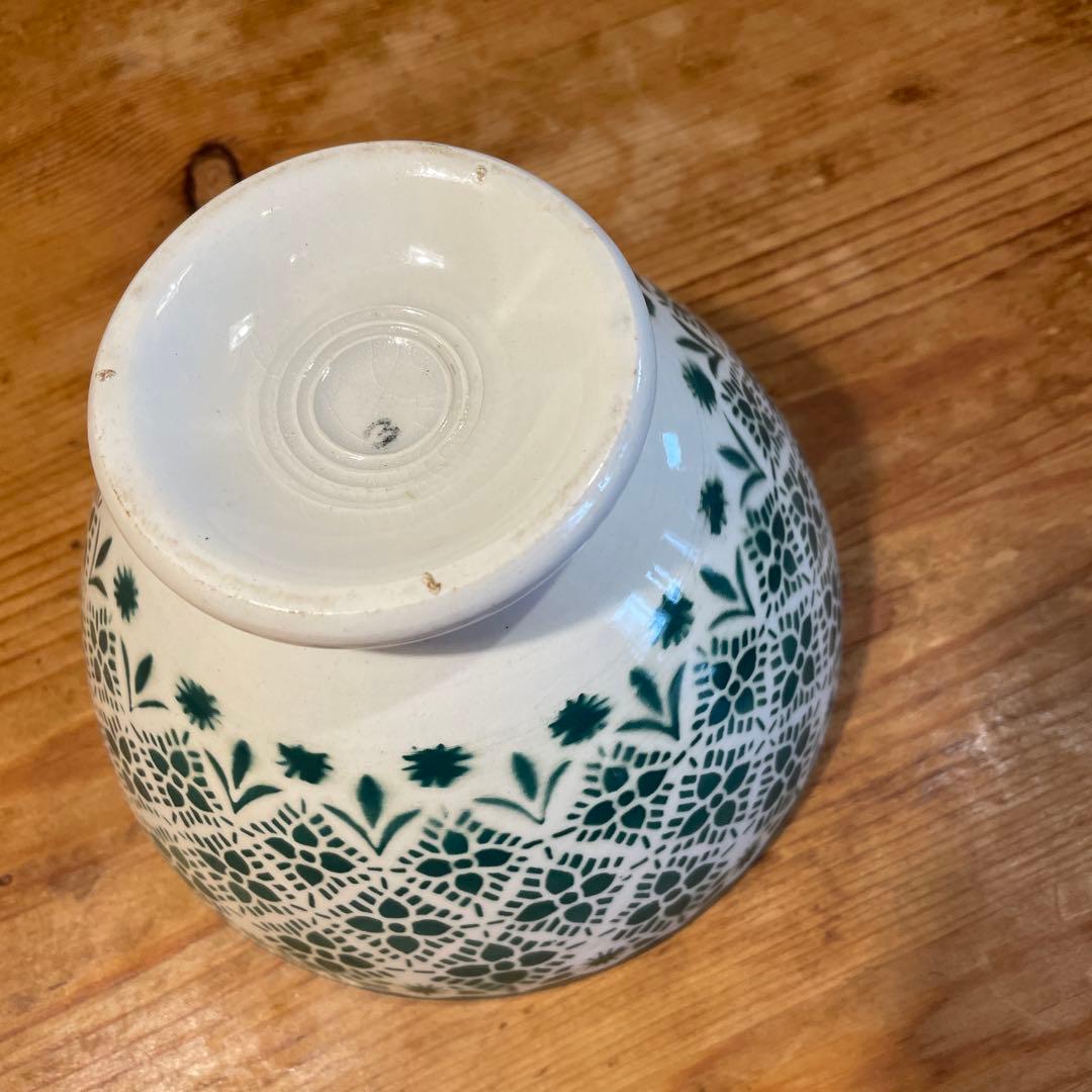 美品　アンティークモロッコ柄　レース柄　カフェオレボウル