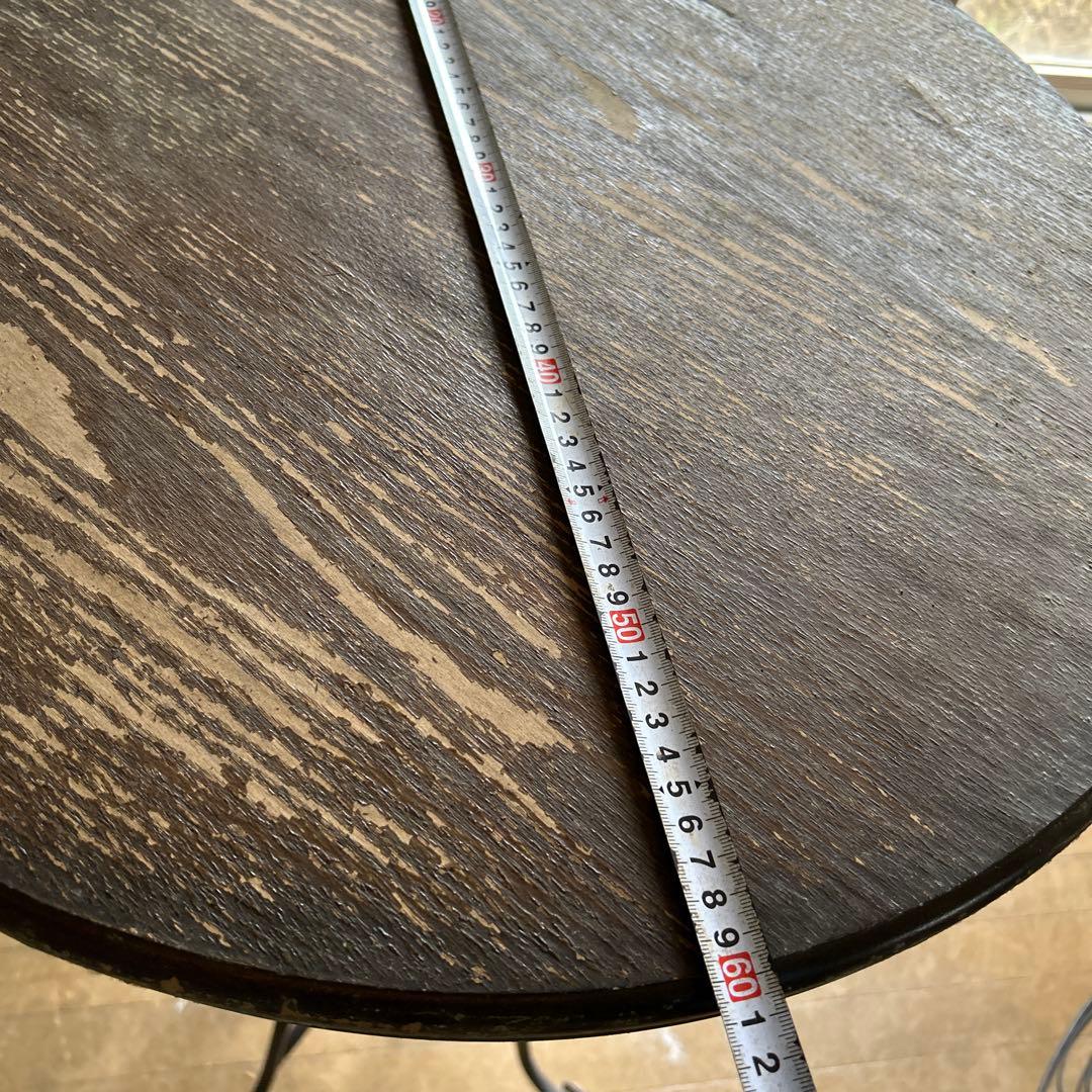 ビンテージ？30年前に購入　ダークブラウン円形木製ハイテーブル　60㎝