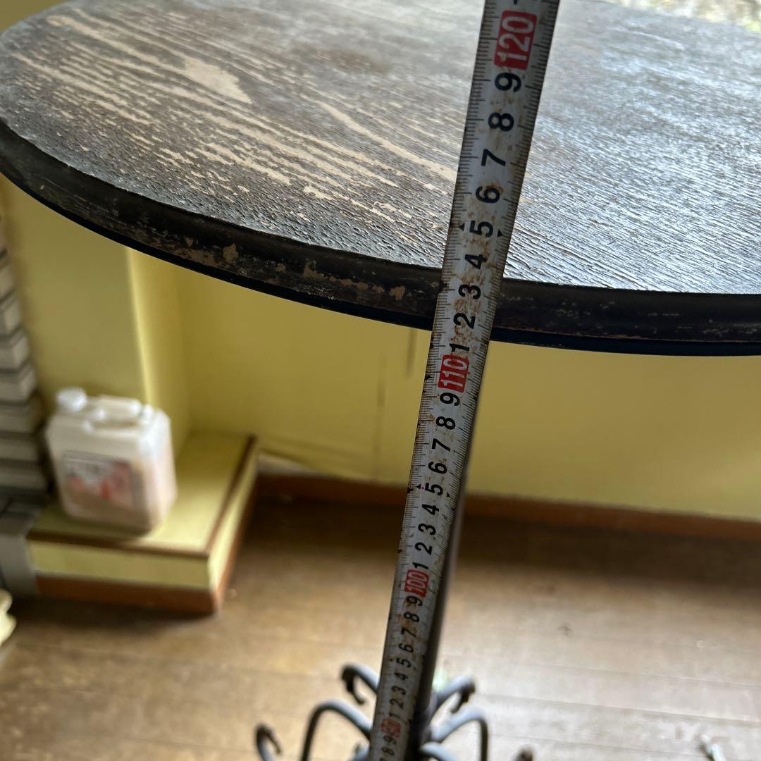 ビンテージ？30年前に購入　ダークブラウン円形木製ハイテーブル　60㎝